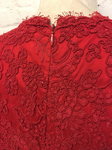 Catherine Regehr vintage 90s lace and silk taffeta party dress red size large - Bild 7 von 9