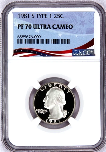1981-S  Type 1, Washington Quarter, Graded PF70UC NGC * OSR Patriotic Label