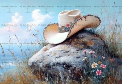 WESTERN COWBOY HAT ART PRINT, Rustic Country Decor Poster, Farmhouse Decor  E080