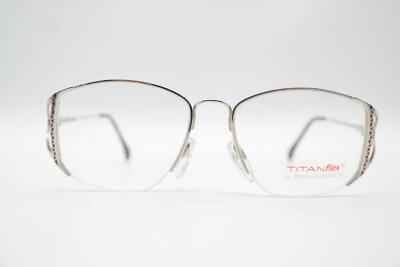 Vintage Eschenbach 3653 Titanflex Silber Violett Halbrand Brille eyeglasses NOS