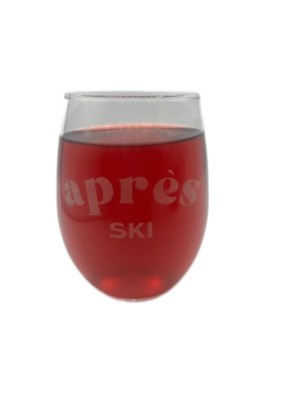 APRES SKI Engraved Wine Glass Birthday Christmas SLOPES LODGE Gift Skier