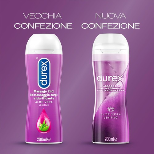 Lubrificante Durex Aloe Vera Gel Play MASSAGE intimo massaggio 200 ml - Foto 2 di 5
