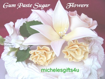 Sugar Gum Paste Lily Carnations Sweet Peas Leaves Cake Decorating