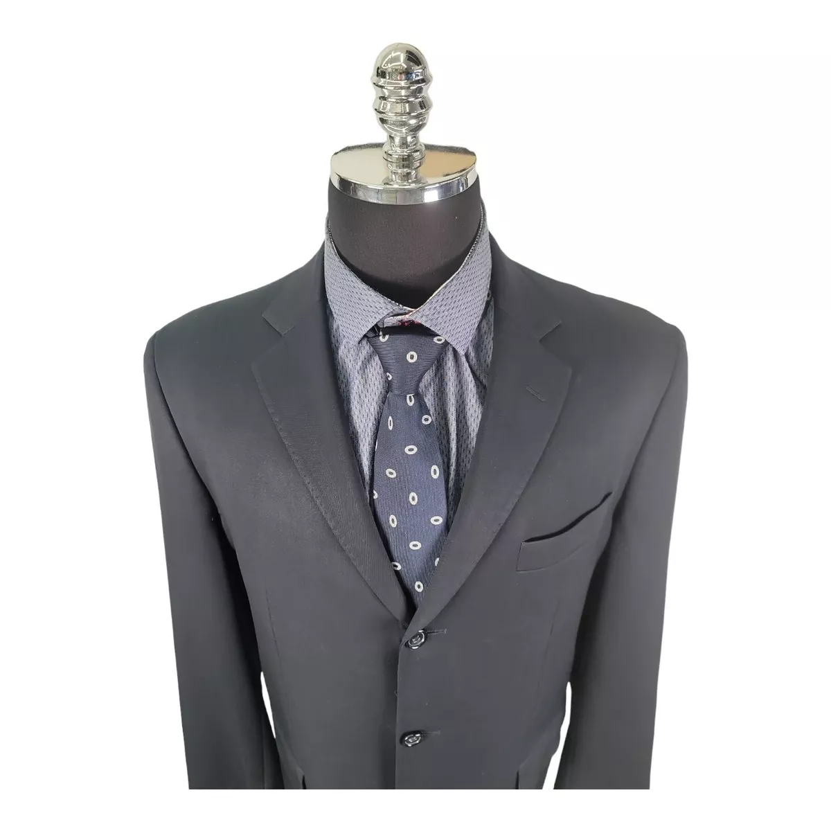 Christian Dior Mens 44 US Super 120 s Wool 3 Button Black Suit Blazer Jacket