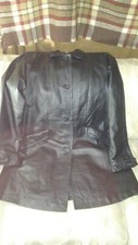 Marc Mattis M Women Leather Trench Coat Black Polyester Lining Button Up China