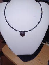 Vintage Silver Tone Choker Necklace with Hematite and Silver Beads