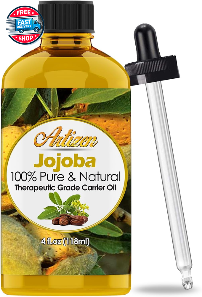 100% Pure Jojoba Oil (HUGE 4OZ BOTTLE) All-Natural Jojoba Oil - Cold Pressed -