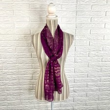 Sheer Purple and Gold Patterned Scarf