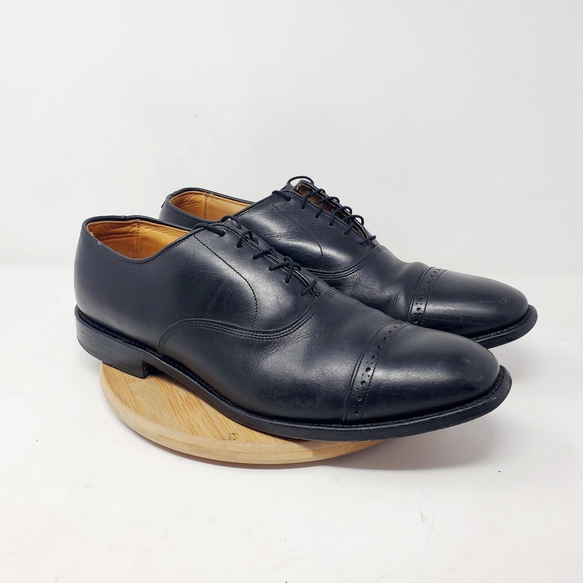 Allen Edmonds Byron Shoes Mens 12 B Oxford Black Leather Cap  display picture 1