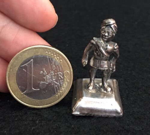 Miniaturowy posąg tureckiego wojownika 800 srebrna figurka domek dla lalek akcesoria antyk - Zdjęcie 1 z 10