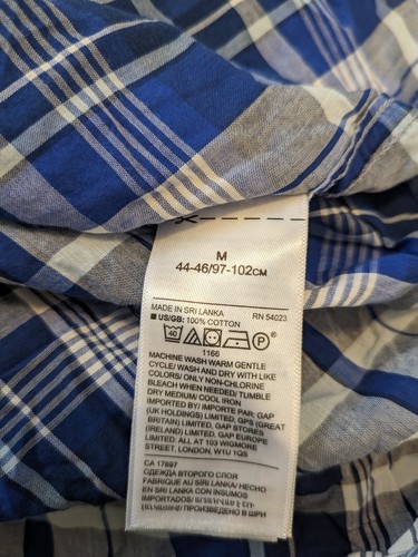 Banana Republic NEW Men's Shirt Blue Plaid Size M Untucked Slim Long Sleeve 5d - Picture 6 of 6
