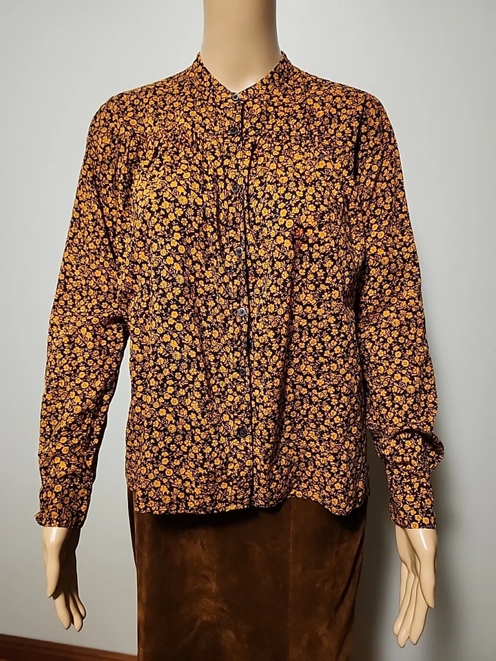 Blusa para mujer Studio Sanderson X Uniqlo de algodón manga larga estampado floral talla S Foto 2 de 4