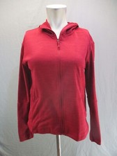 Columbia Size S Womens Red Full Zip Pocket Fleece Lined Hood Athletic Jacket 707