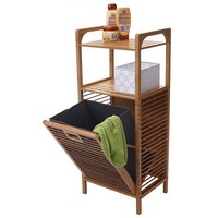 Regal Mit WäSchekorb MCW-B94, WäSchebox WäSchesammler Standregal, Bambus