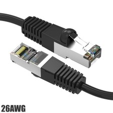 0.5FT Cat5E RJ45 Ethernet LAN Network FTP Shielded Cable Copper Gold 26AWG Black