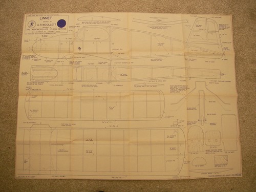 Aeromodeller Plans of Linnet un modelo semiescala vintage 42 1/2" envergadura