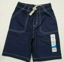 NEW Jumping Beans from Kohls Boys Elastic Waist Shorts SZ 5/6 7 7X Navy Tan Trim