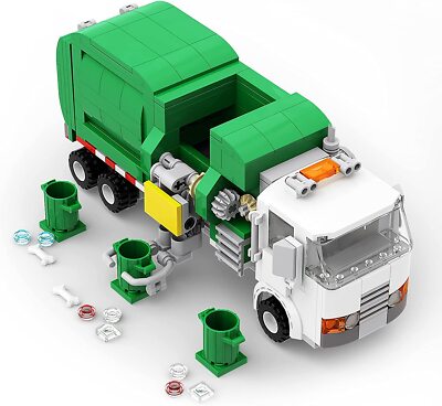 MOC Garbage Truck Building Blocks Creative Educational City Transport Vehicles