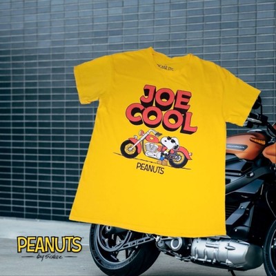 Peanuts Unisex Joe Cool Motorcycle Graphic Short Sleeve Tee Golden Yellow L
