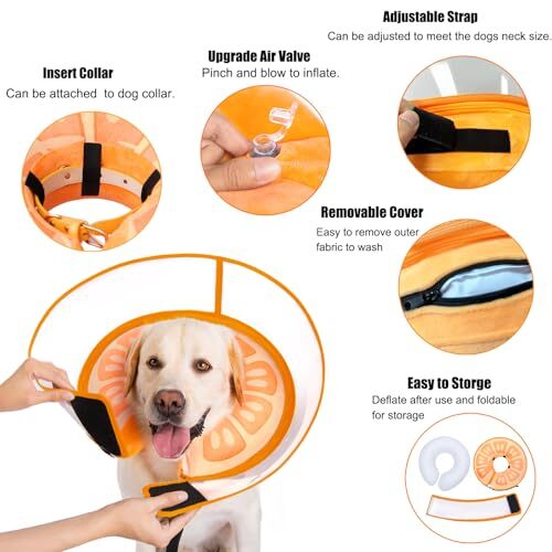 Inflatable Dog Cone Collar for Large Small Dogs, Soft Dog Donut Medium