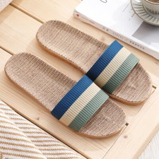 Mens Slippers Leather Men's Fashion Casual Slip On Cane Slides Indoor Home