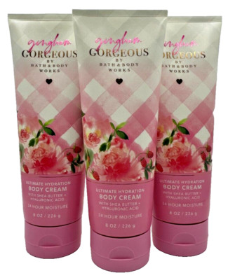 Bath & Body Works LOT of 3 Gingham Gorgeous Hydrating Body Cream Lotion 8 oz