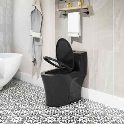 One-Piece Elongated Toilet Dual-Flush in Matte Black 0.8/1.28 GPF 10'' Rough-in