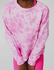  71 Terez Kid's Girl's Pink Porcelain Floral Print Crew-Neck Sweater Size 7-8