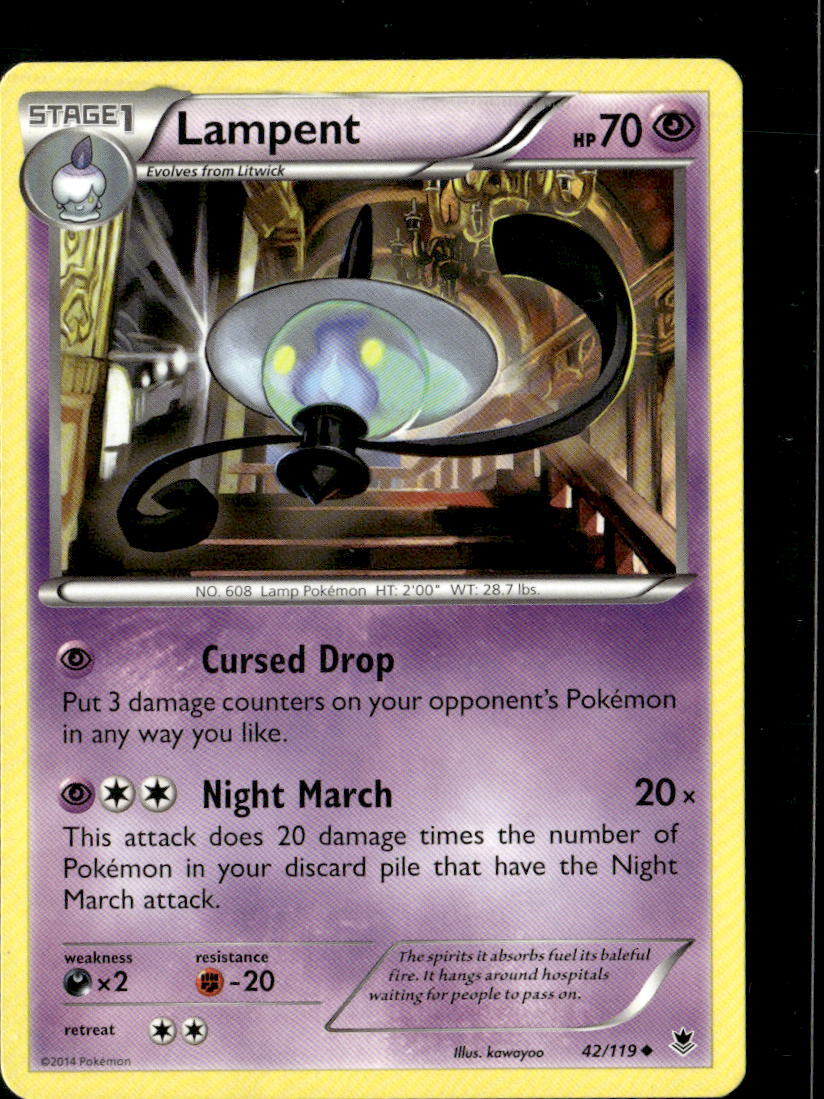 Pokemon Lampent 42/119 Phantom Forces Non Holo Uncommon 2 Card Lot
