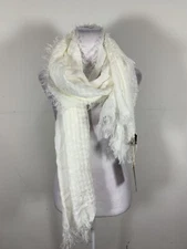 G.H BASS&co Womens Ivory Colored Rectangle Scarf 