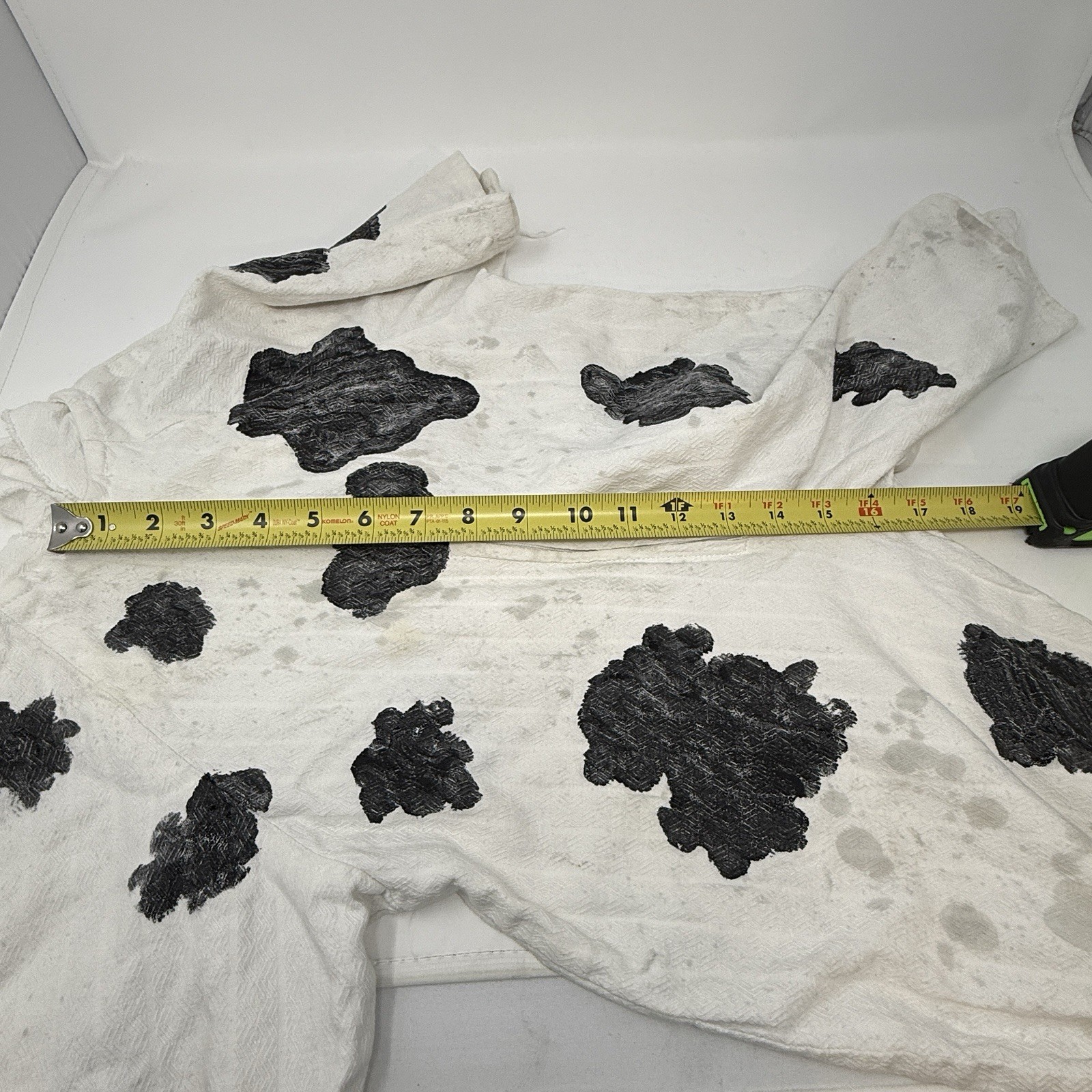 Cow Costume Toddler 2T White Black Full Body 2-Piece Homemade Pretend Play FLAW