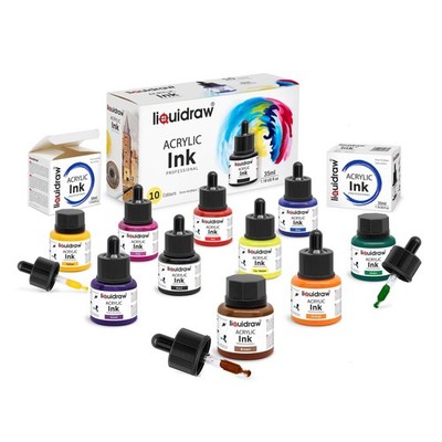 Liquidraw Acryl Zeichenfarbe - 10 verschiedene Farben | 35 ml 35 ml, 10 