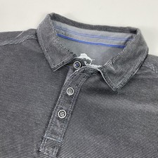 Tommy Bahama Polo Shirt Mens Medium Gray Modal Mesh Charcoal Wash Short Sleeve