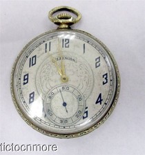 ANTIQUE ART DECO ILLINOIS GRADE A. LINCOLN 21j 12s POCKET WATCH 1920 FANCY DIAL