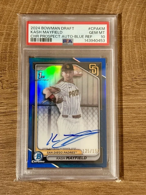 💥Kash Mayfield💥2024 Bowman Chrome Auto 1st True Blue Refractor /150 PSA 10🔥