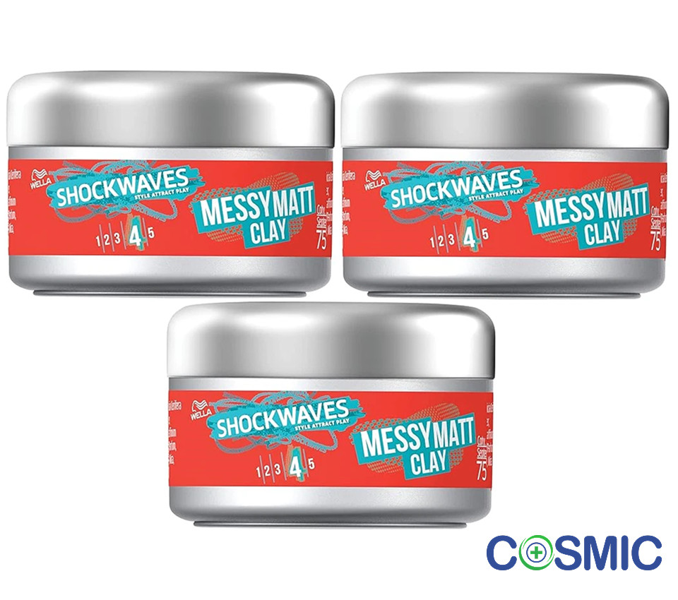 3 X Wella Shockwaves Ultimate Effects Texture Go Messy Matte Clay 75ml