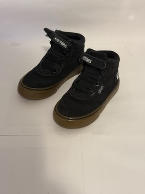 Kids Etnies Skate Shoes High Tops Boys Canvas Style Size 9 Youth - Black