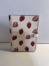 COACH Notebook With Strawberry Print In Canvas/Leather Chalk Multi CAO44 NWT