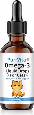 Purrvita Omega-3 Liquid Drops for Cats   Supports Healthy Skin & Coat, Natural F