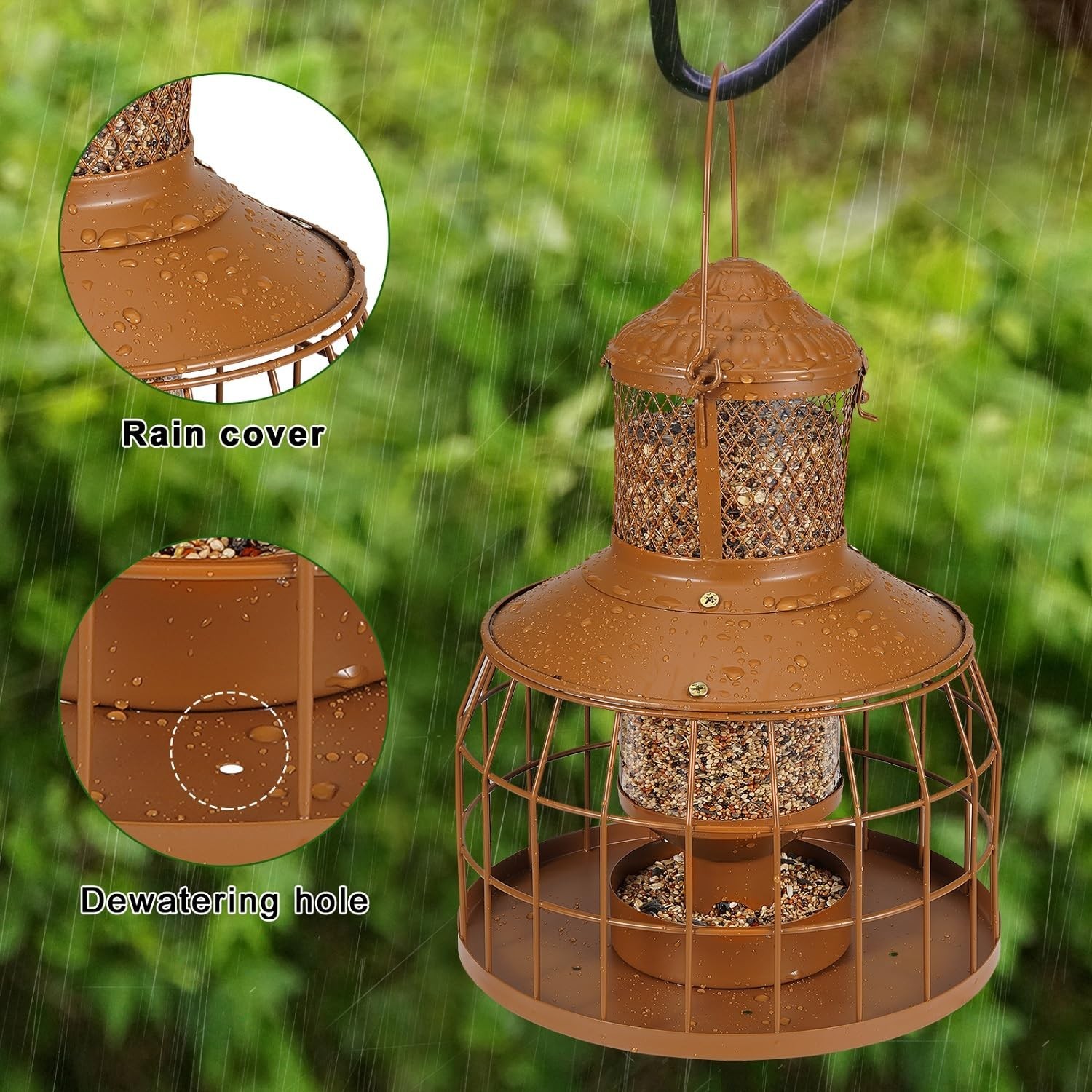 Squirrel Proof Bird Feeders, Metal Wild Bird Feeders for Outdoors Hanging, 3....
