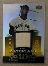 2006 UPPER DECK EPIC MATERIALS ORANGE #TW2 TED WILLIAMS GAME USED JERSEY 121/125