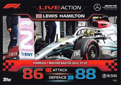 Topps Turbo Attax 23 F1 Live Action Lewis Hamilton #131