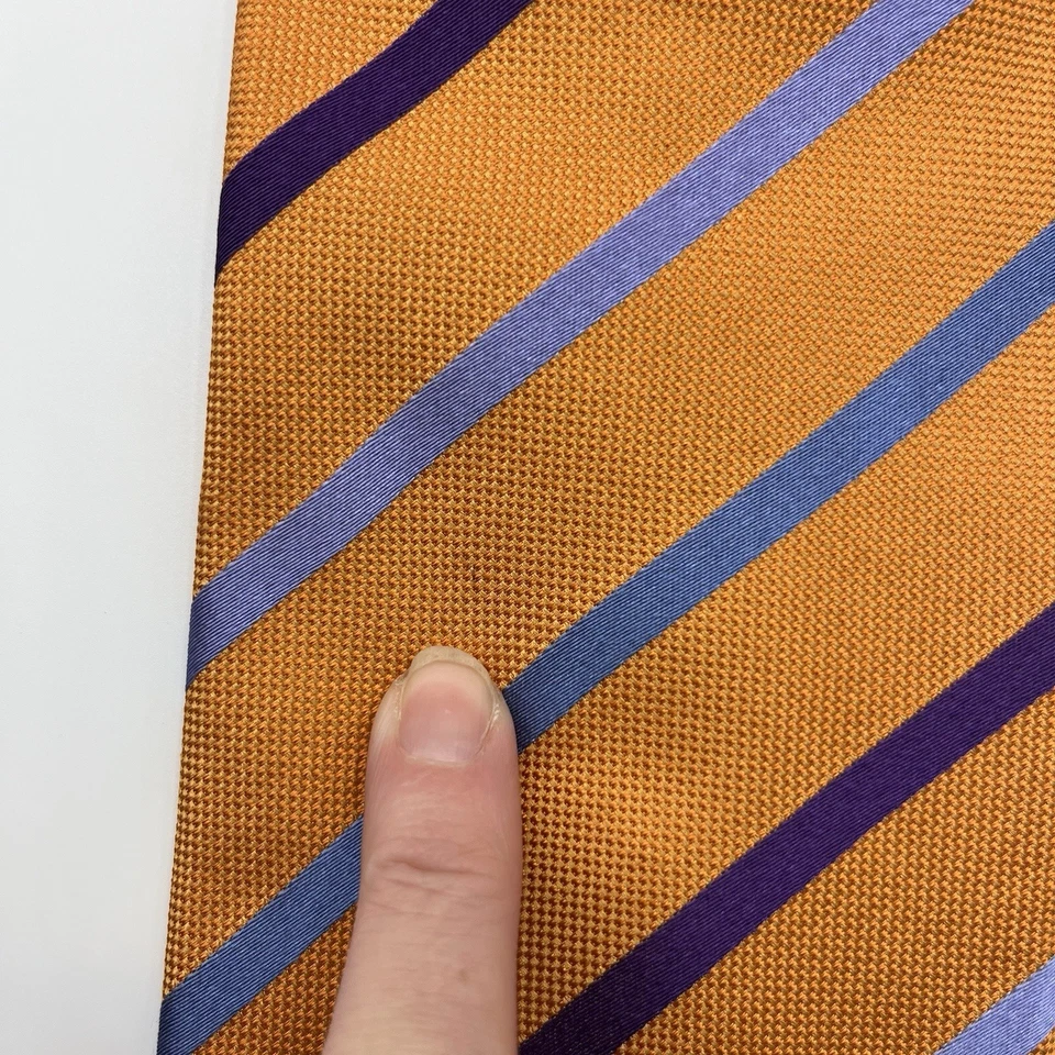 Charles Tyrwhitt Men's Tie Orange 100% Silk Jeremy Street London Made In Italy - Image 4 of 4