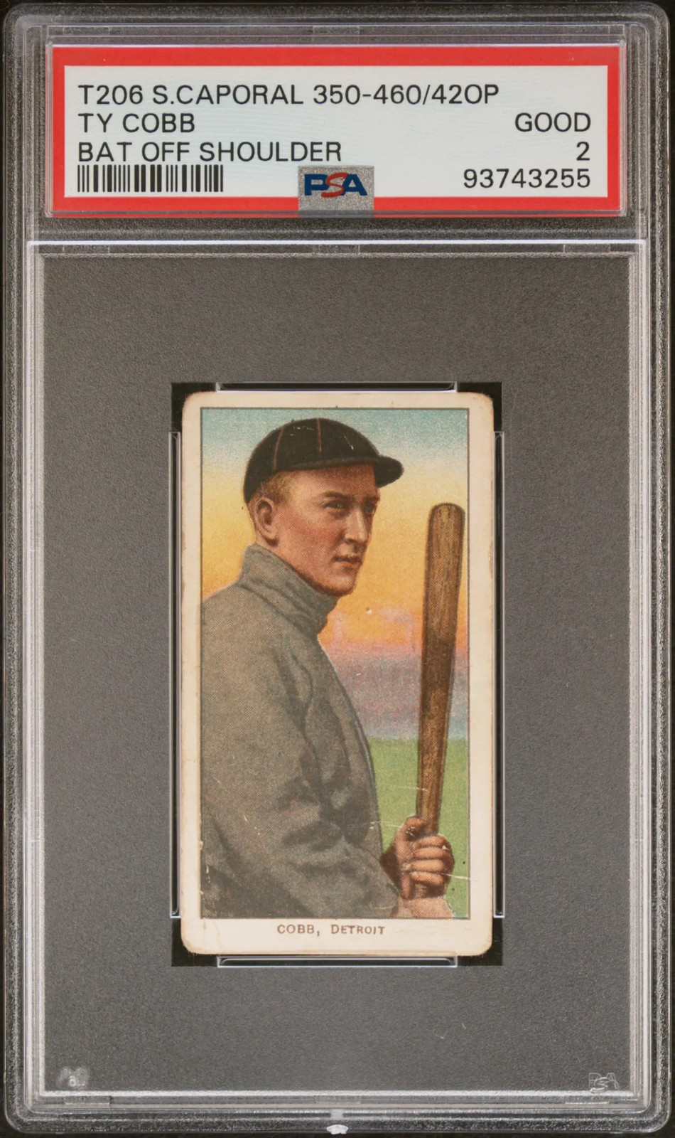1909-11 T206 Sweet Caporal 350-460/42op Ty Cobb Bat Off Shoulder PSA 2