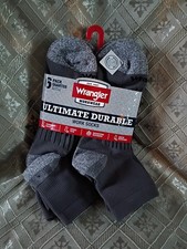 NWT-6 Pack-Wrangler Workwear-Ultimate Durable Work Socks-Men's Size 6 to12-