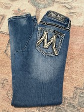 Miss Me Skinny Medium Wash Low Rise Embroidered Womens Blue Jeans M Series 27x29