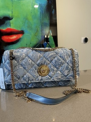 Versace fabric Medusa chain bag medium Blue $1700 Hot Deal