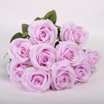 10 Köpfe Seide Rose Kunstblumen Gefälschter Blumenstrauß Hochzeit Home Party Dekor