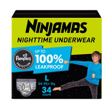Ninjamas Nighttime Bedwetting Underwear for Boys, Sizes Small - Extra Large