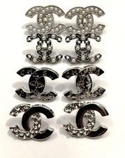 Argento set 8 pezzi/21, 19, 18, 18 mm Chanel CC Coco bottoni di ricambio timbrati
